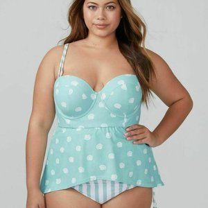 CACIQUE Tankini Aqua Seashell Balconette Swim Top